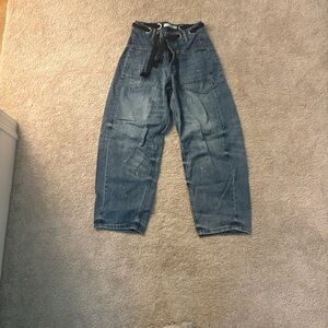 Blue Denim Jeans with Navy Blue Belt